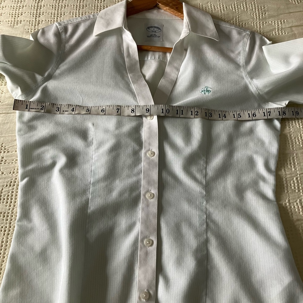 BROOKS BROTHERS Mint Green and White Striped Cotton Button Down Size 2 - Picture 8 of 13